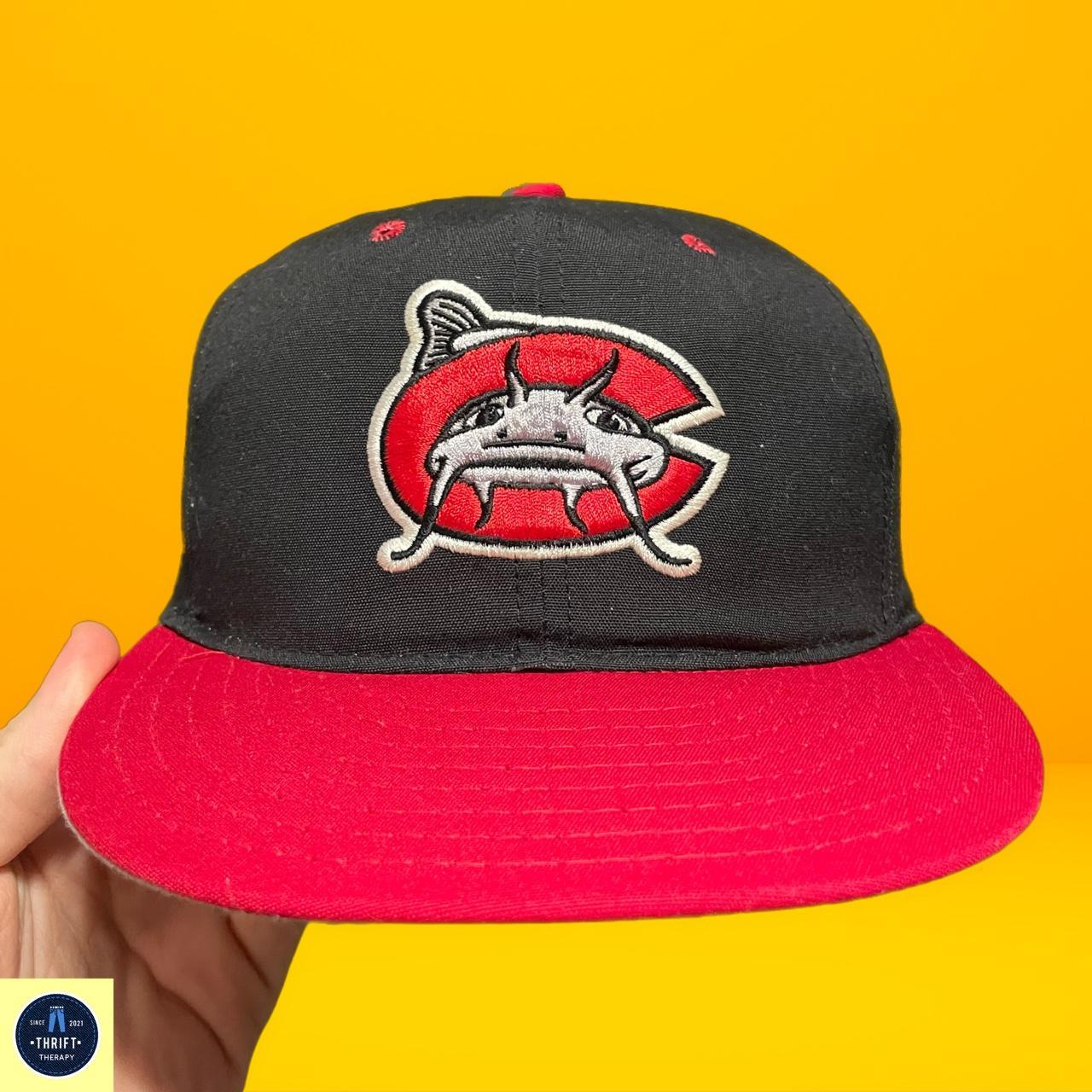 Vintage 90's Carolina Mudcats fitted hat Made in USA - Depop