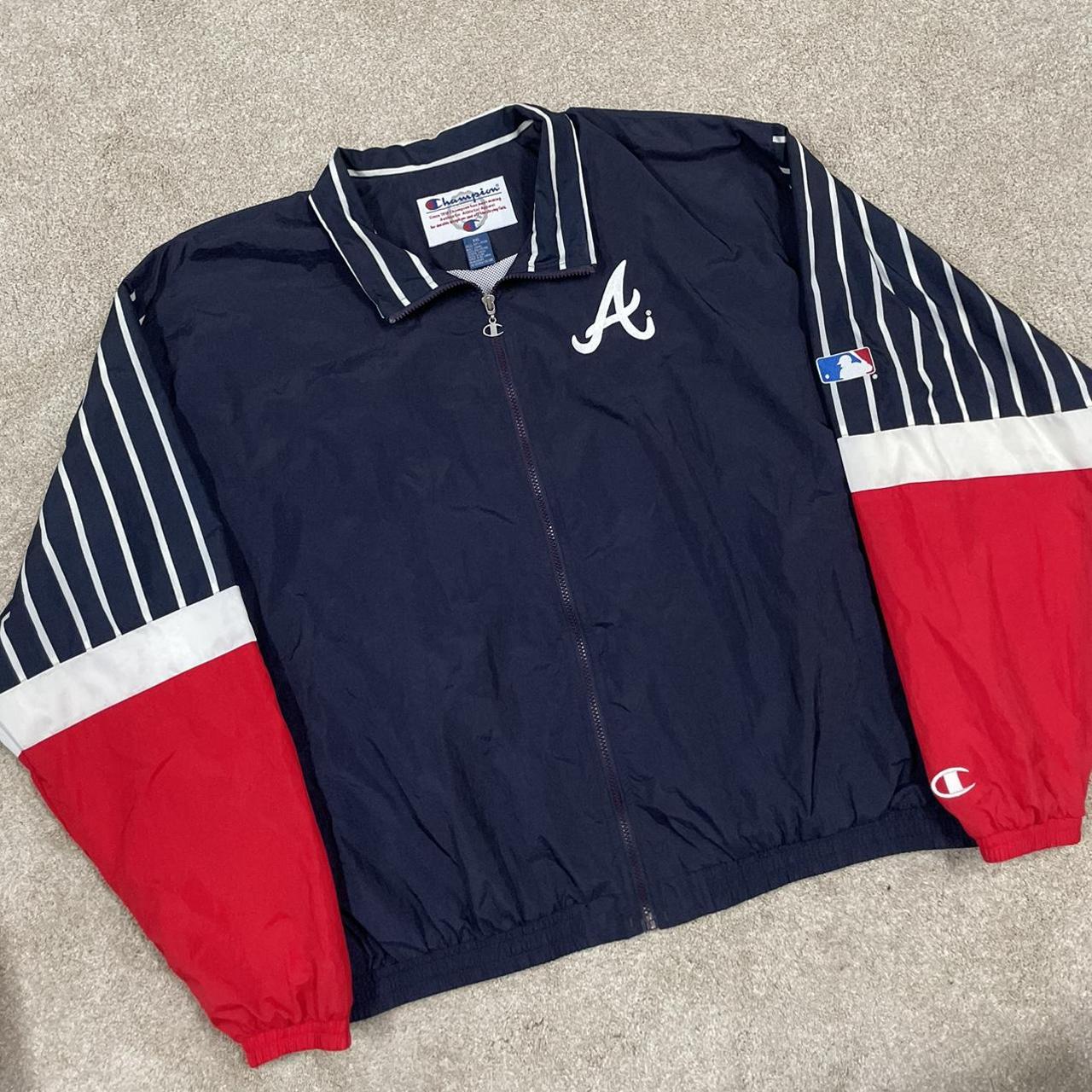 Vintage Starter Atlanta Braves MLB Polo Shirt Navy Gray Mens 