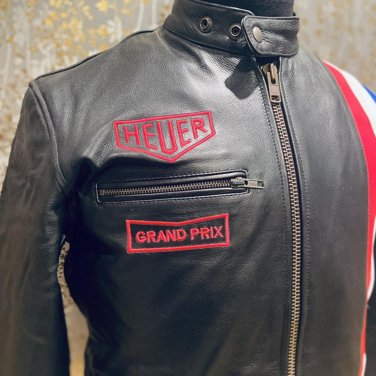 100 Real leather Tag Jacket Black Motorcycle