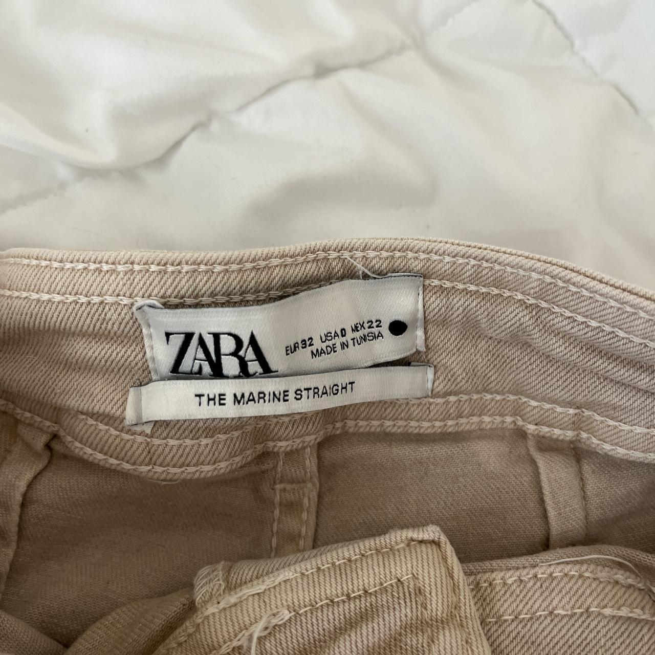 Zara Women's Cream and Tan Trousers | Depop