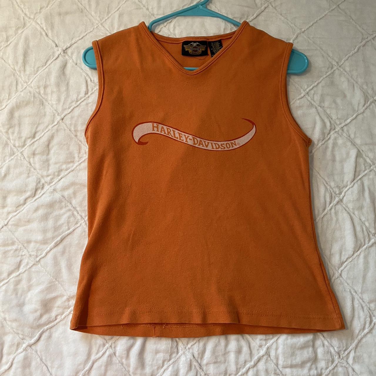 Harley Davidson Women's Orange Vest | Depop