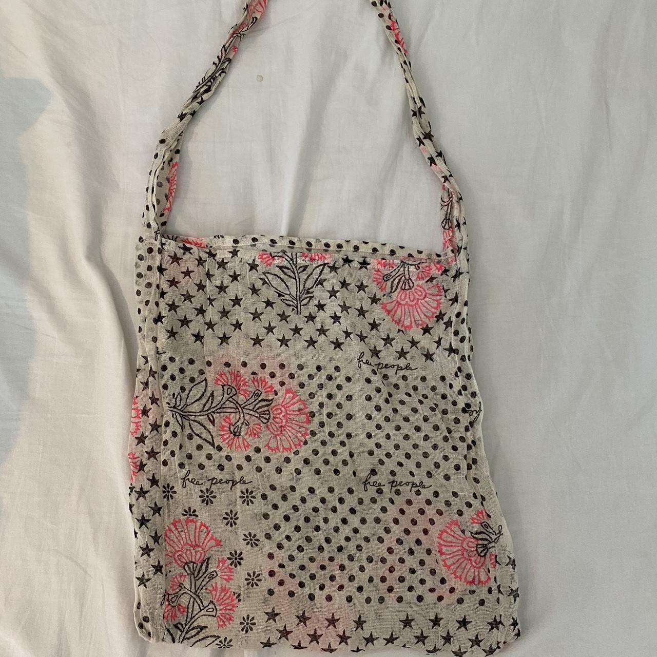 Free People Women's Cream and Pink Bag | Depop