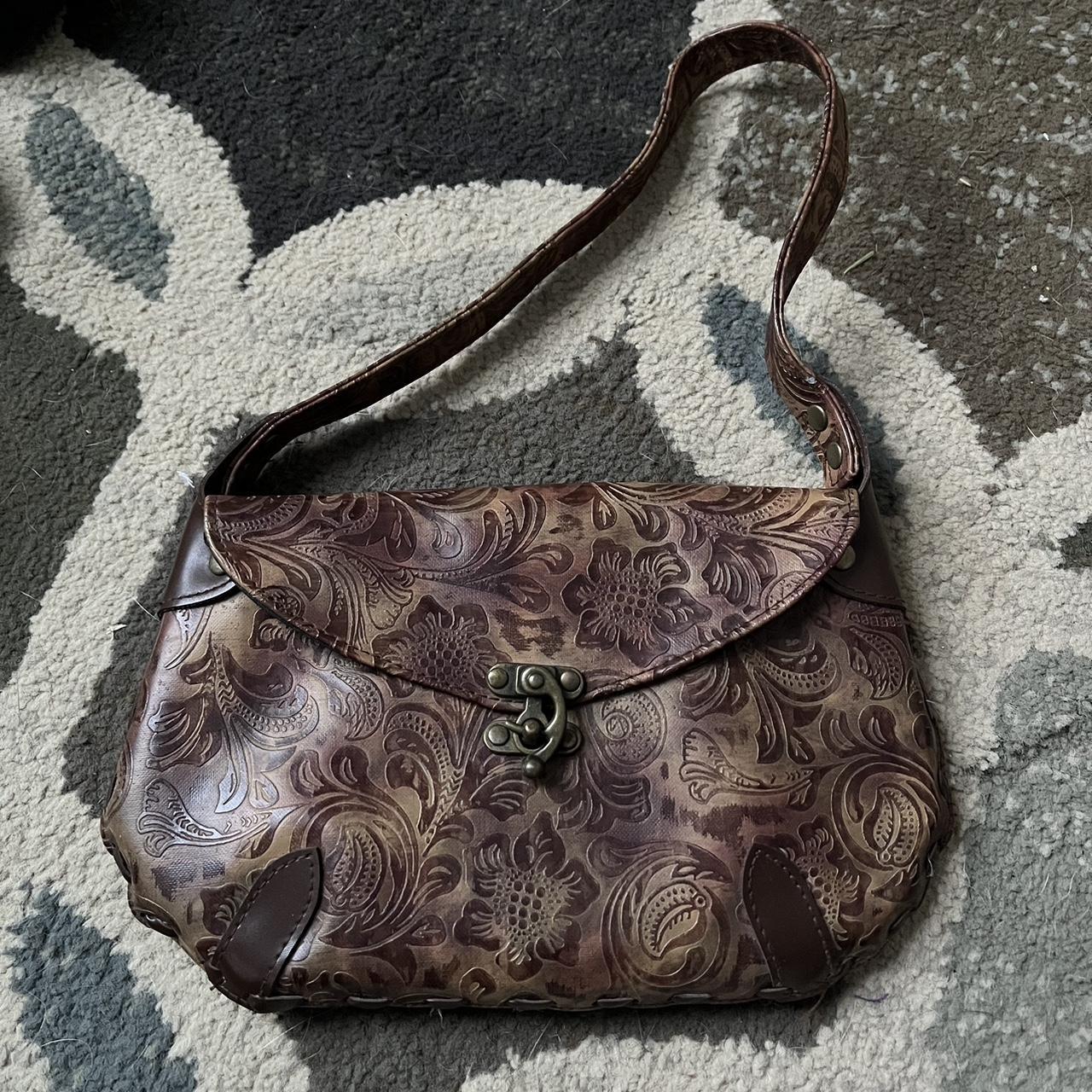 Joe Browns Women's Burgundy and Brown Bag | Depop