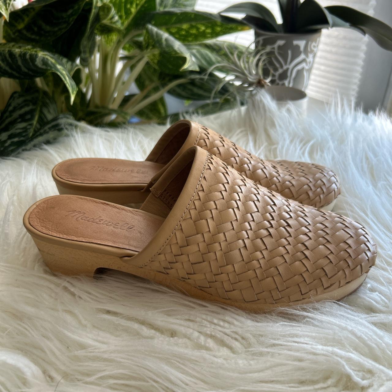 woven leather clogs