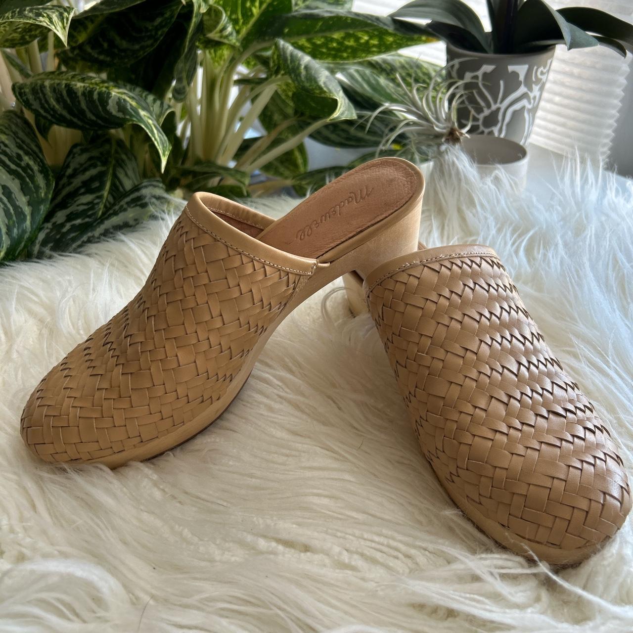 woven leather clogs