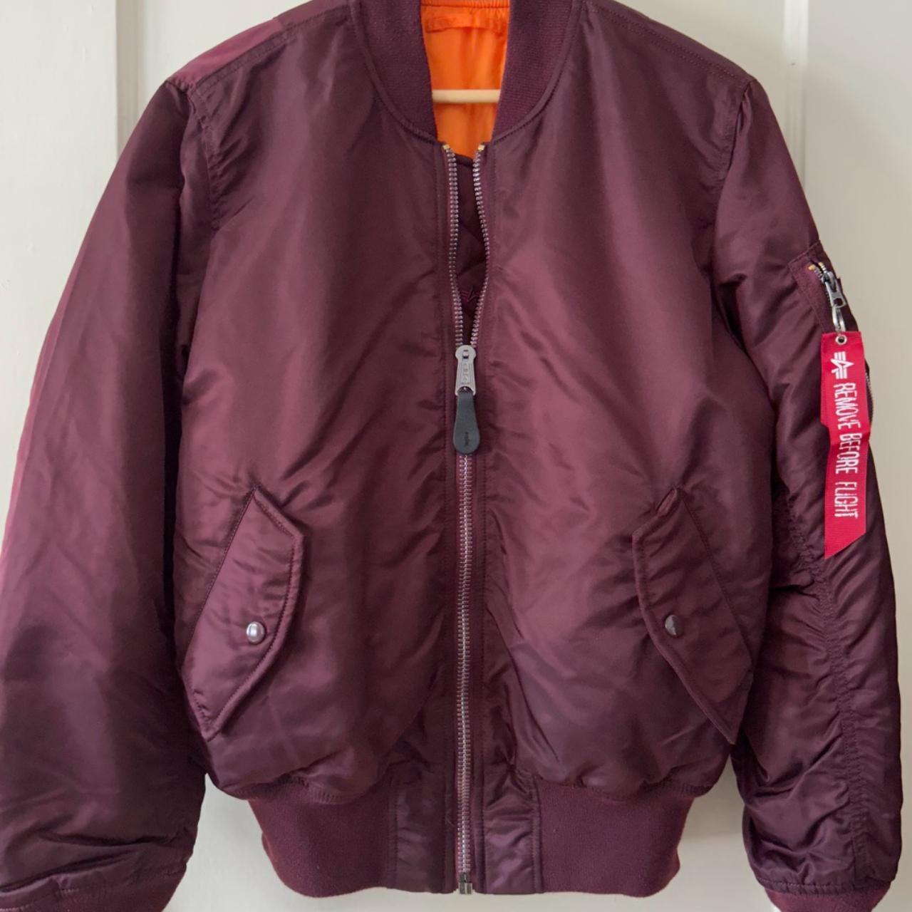 Alpha Industries MA-1 bomber jacket, maroon, size... - Depop