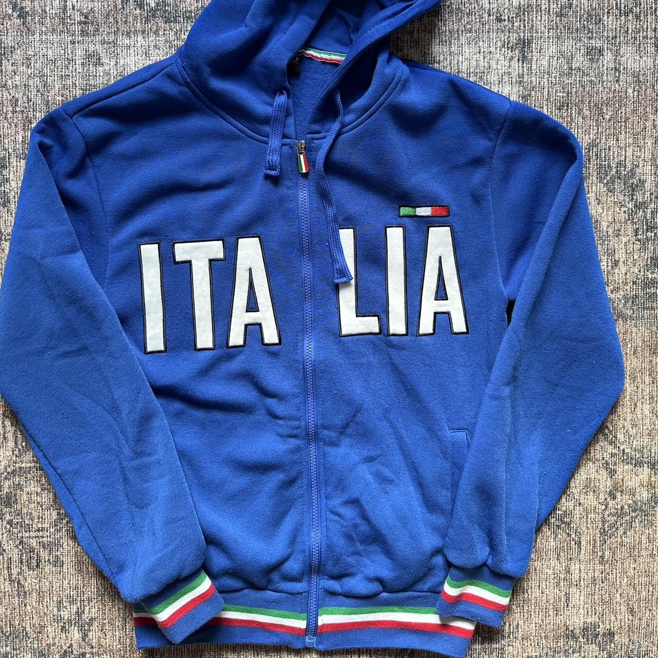 Italian “Italia” Blue Zip Up Hoodie • Size M • Great... - Depop