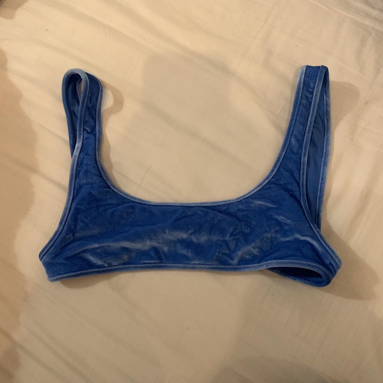 Velvet blue triangl Bikini top size xs - Depop