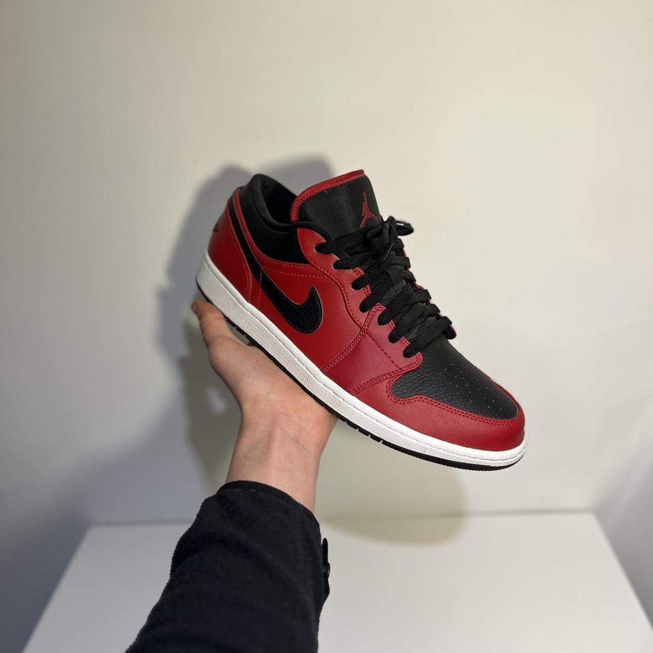 Jordan Men's Red and Black Trainers | Depop