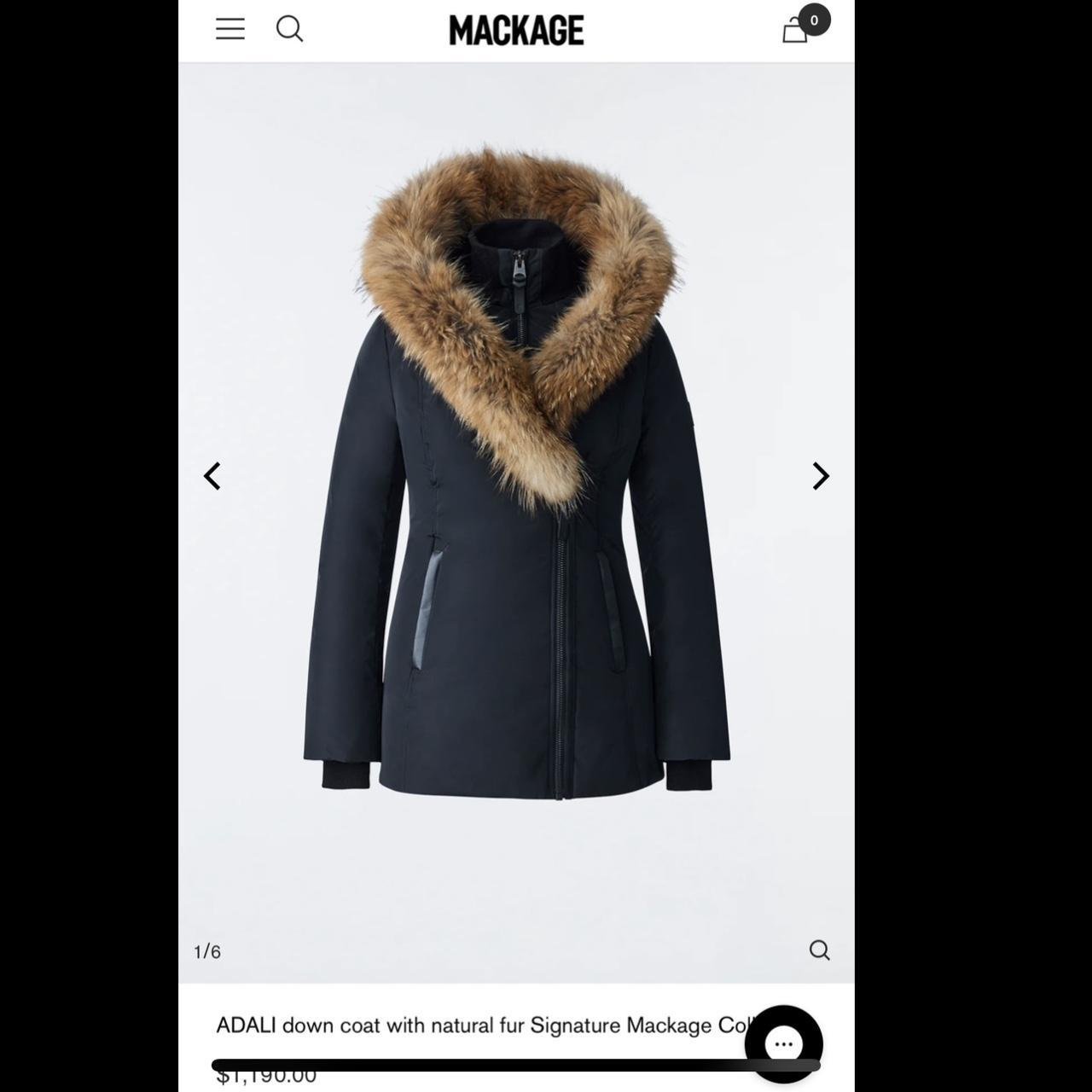 ADALI down coat with natural fur Signature Mackage. Depop