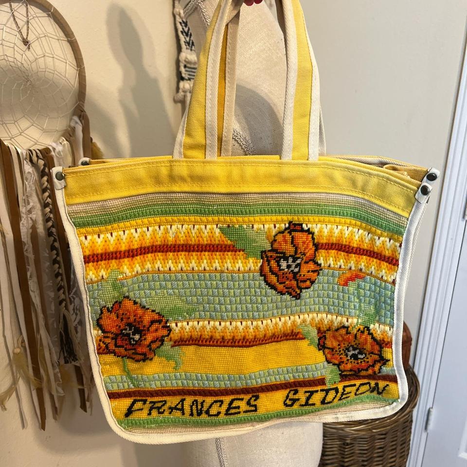 70s vintage cross stitch needlepoint bag handmade - Depop