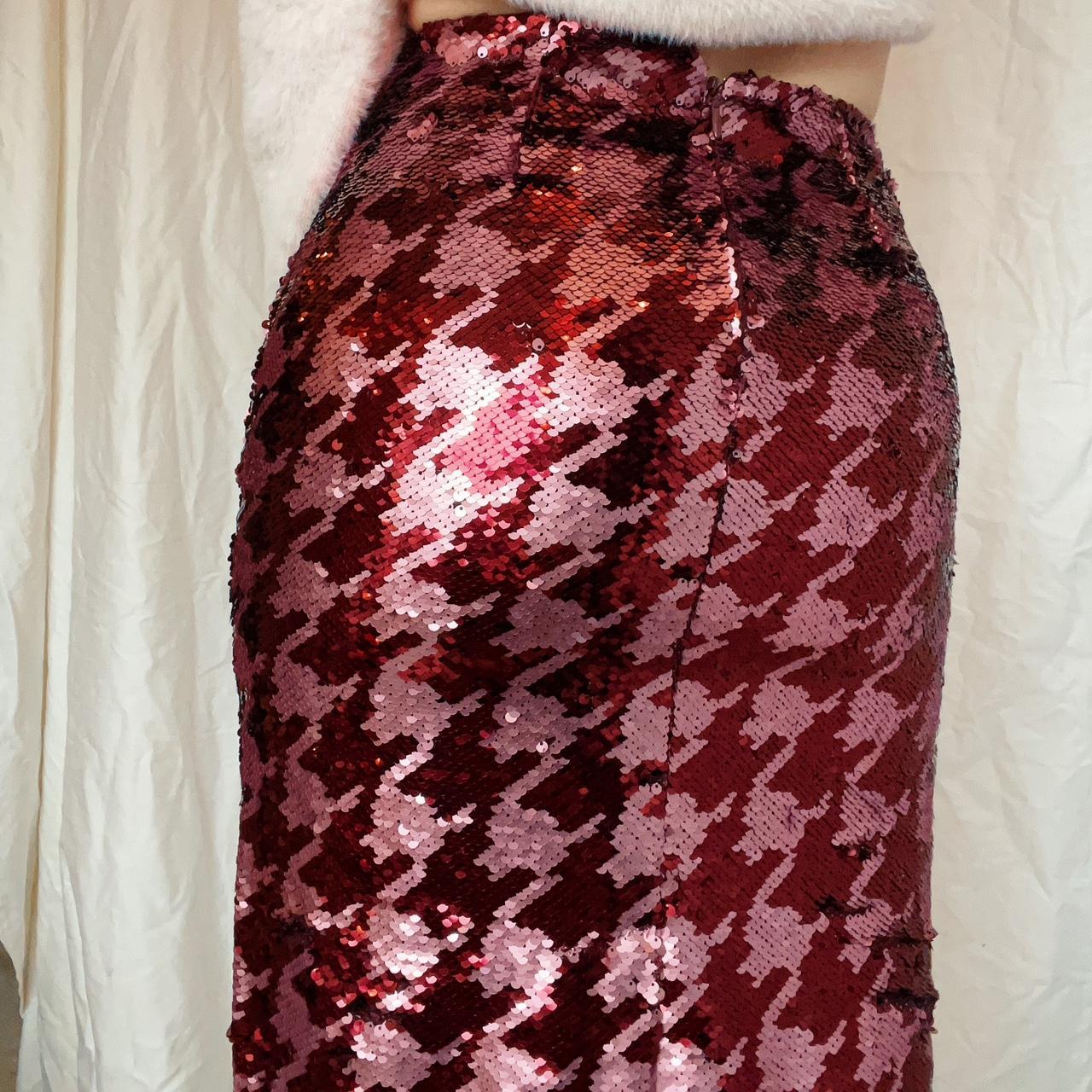 Zara pink hotsell plaid sequin skirt