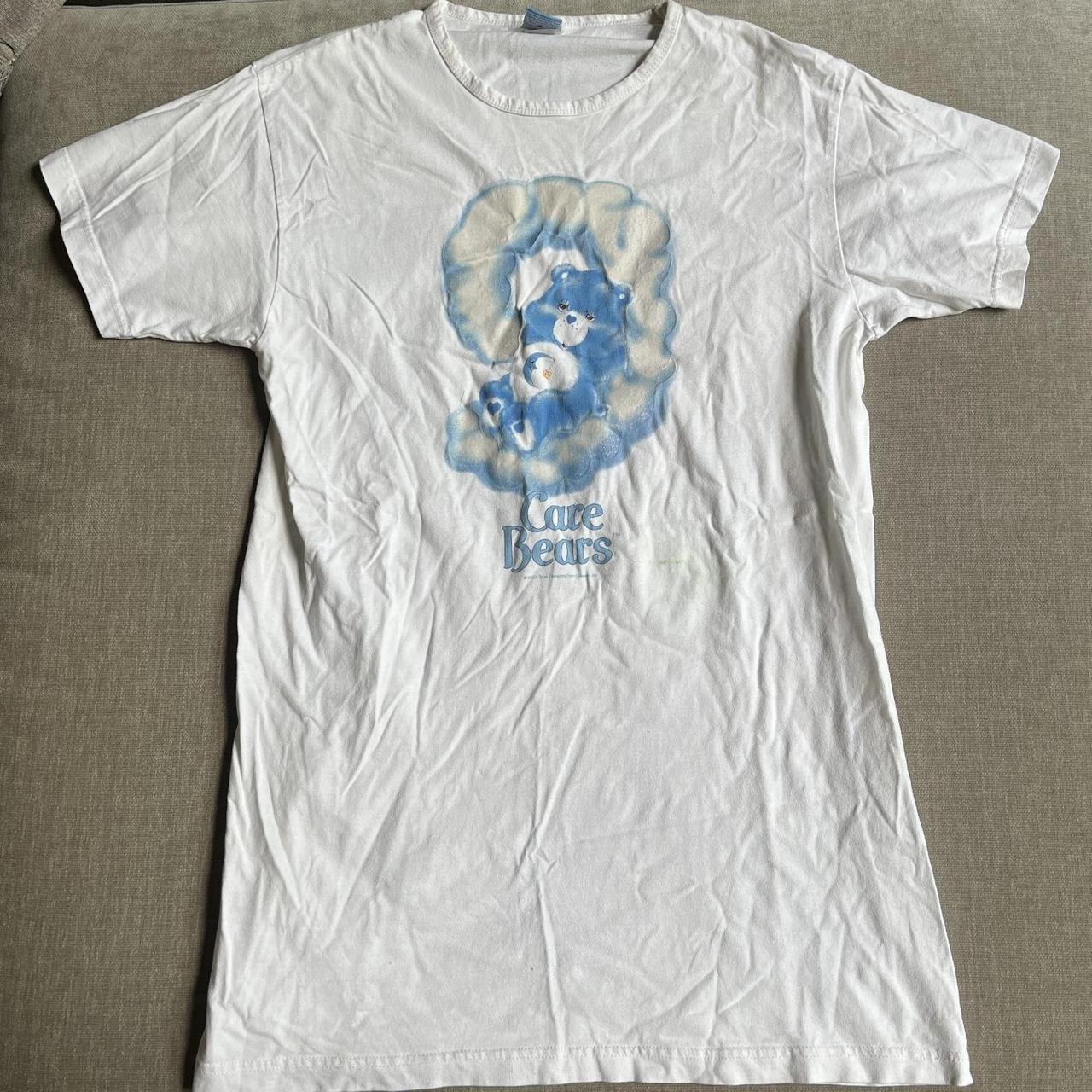 Care Bears Women's Blue and White Tshirt Depop
