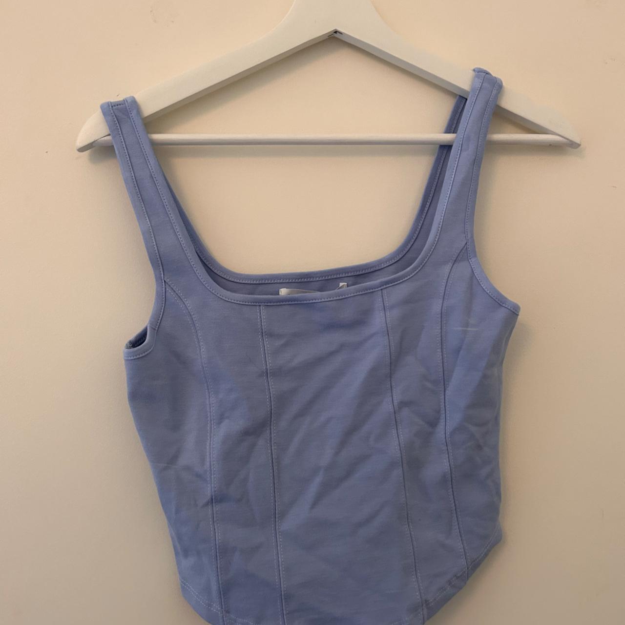 SUPRE baby blue corset type top cropped in size... Depop
