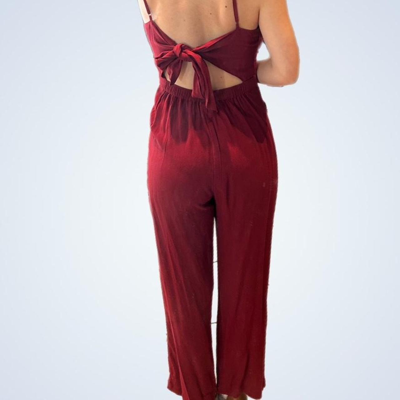 WINE RED/BURGUNDY JUMPSUIT Has pockets, adjustable... - Depop