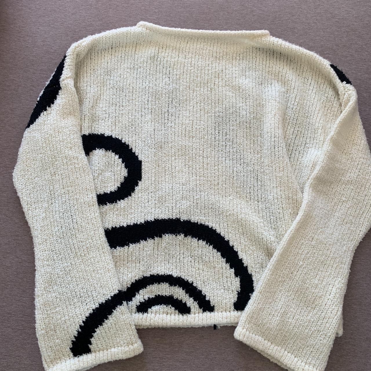 Venroy Womens Intarsia Knit Sweater Off White/Black | Depop