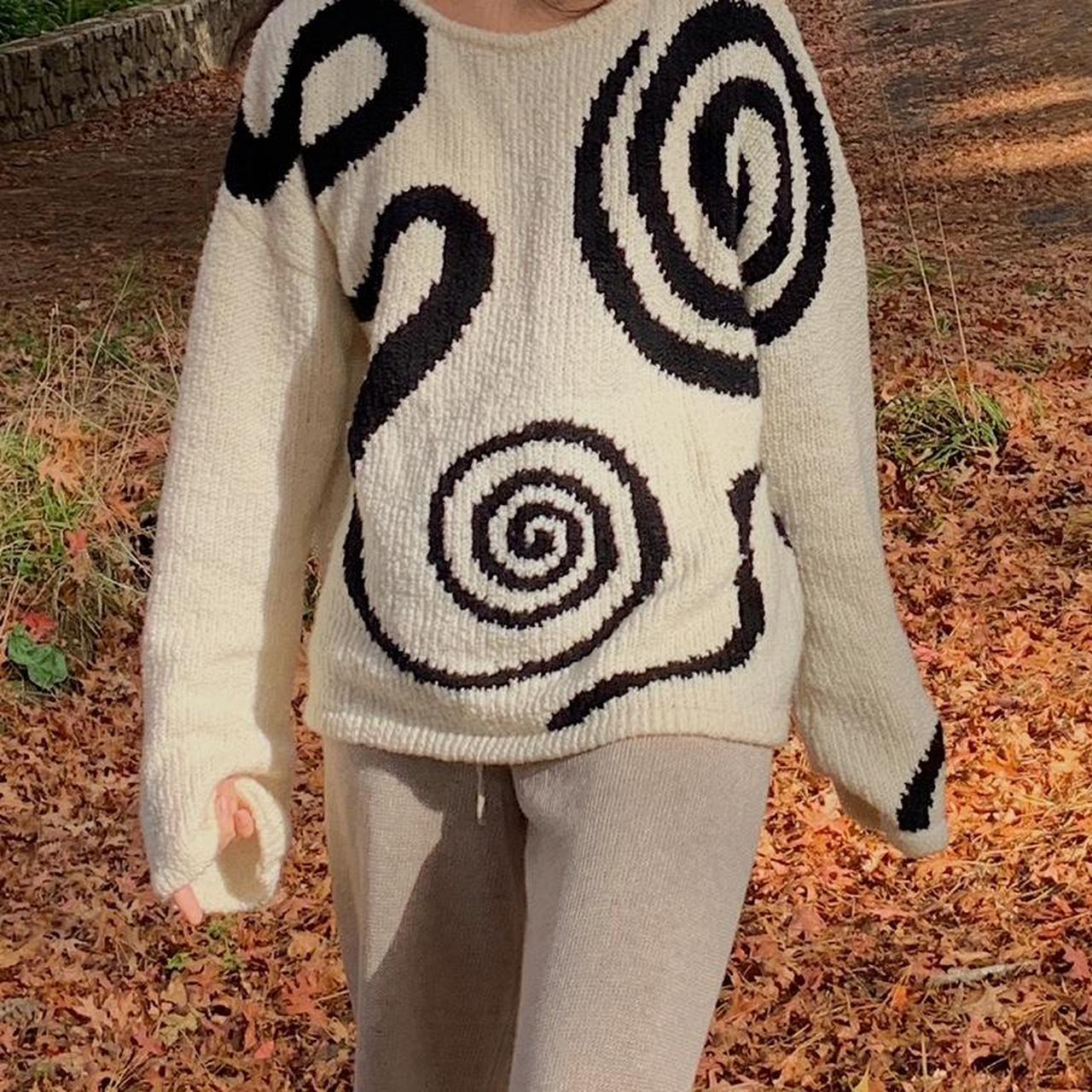 Venroy Womens Intarsia Knit Sweater Off White/Black | Depop