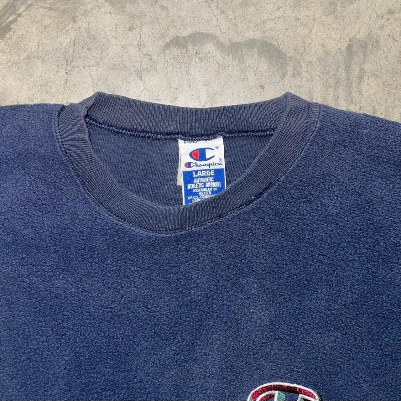 vintage champion 1990s navy crewneck mens... - Depop