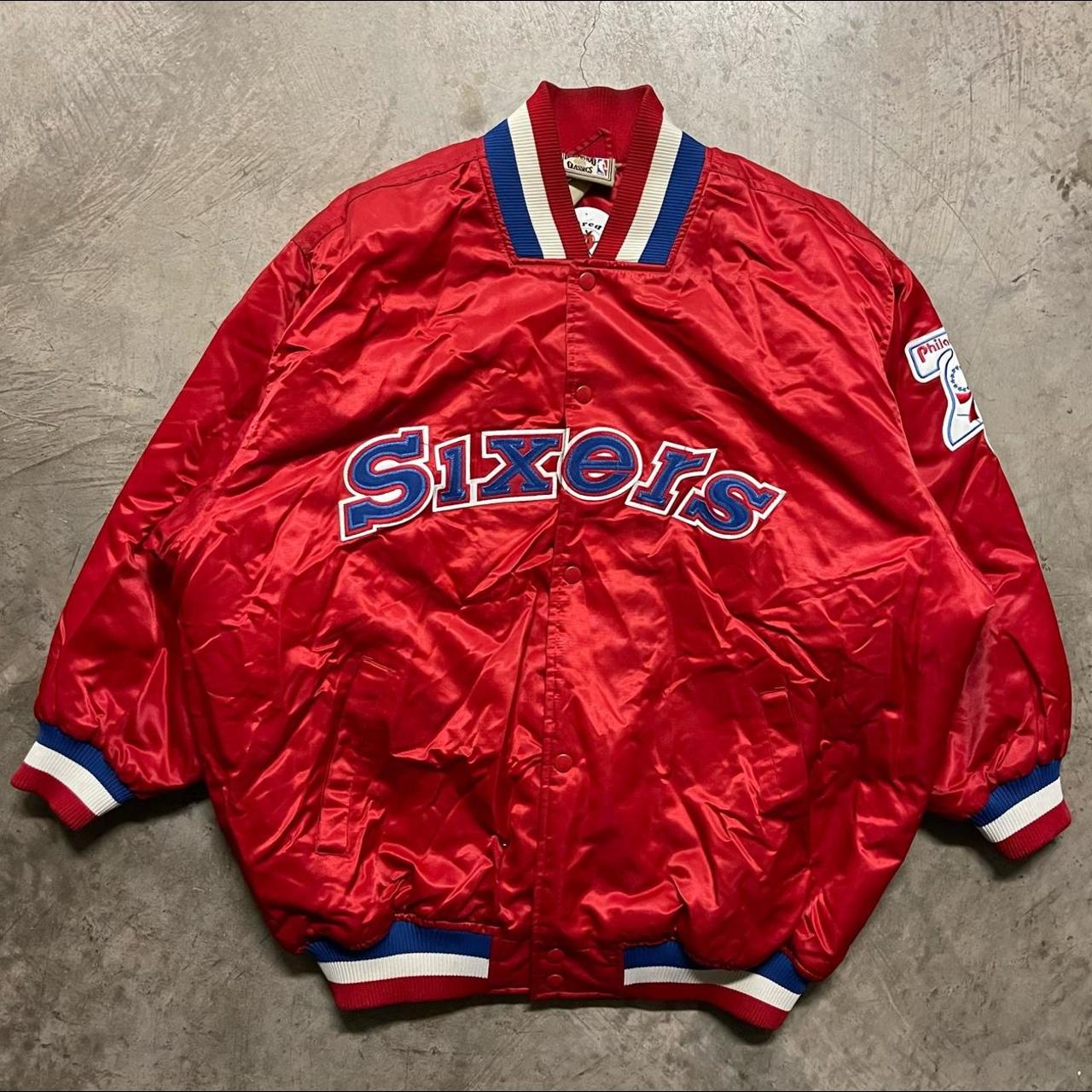 vintage philadelphia 76ers varsity jacket mens... - Depop