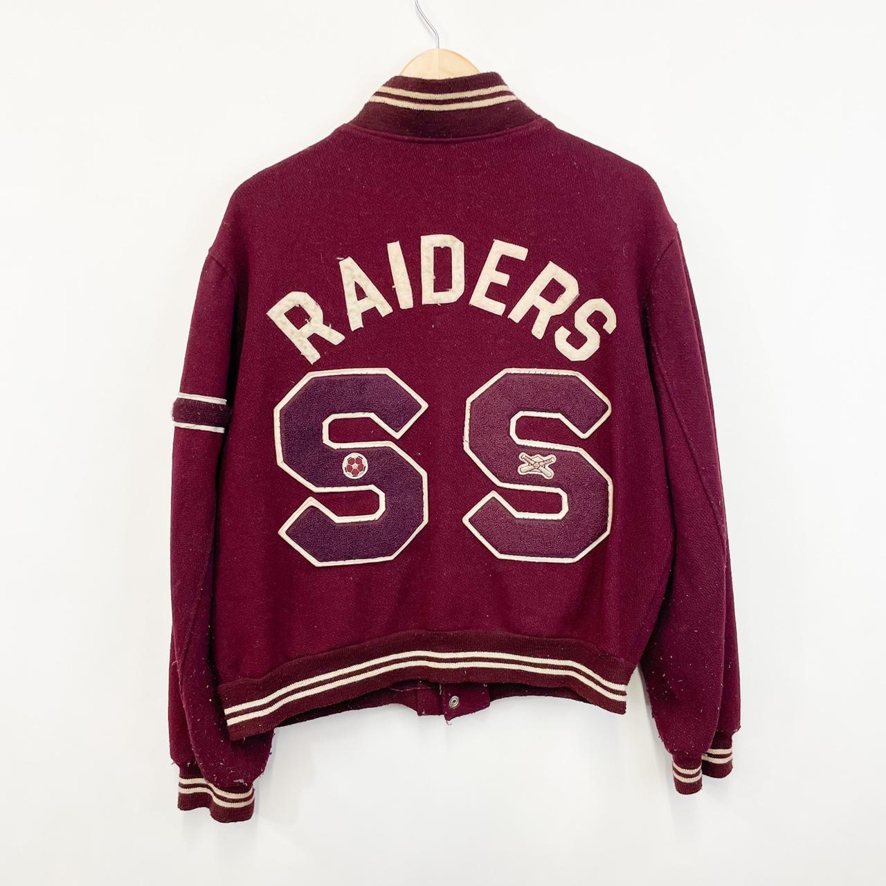 vintage 70s raiders varsity club jacket mens... - Depop