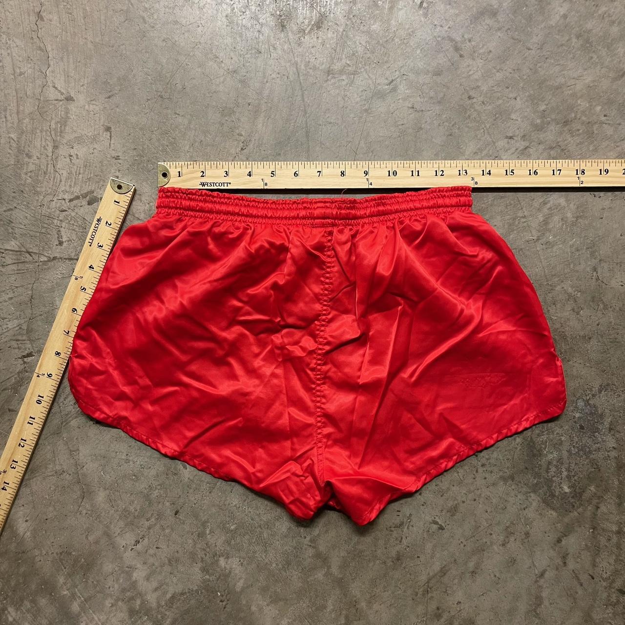 umbro vintage 80s red nylon shorts tagged mens 34... - Depop