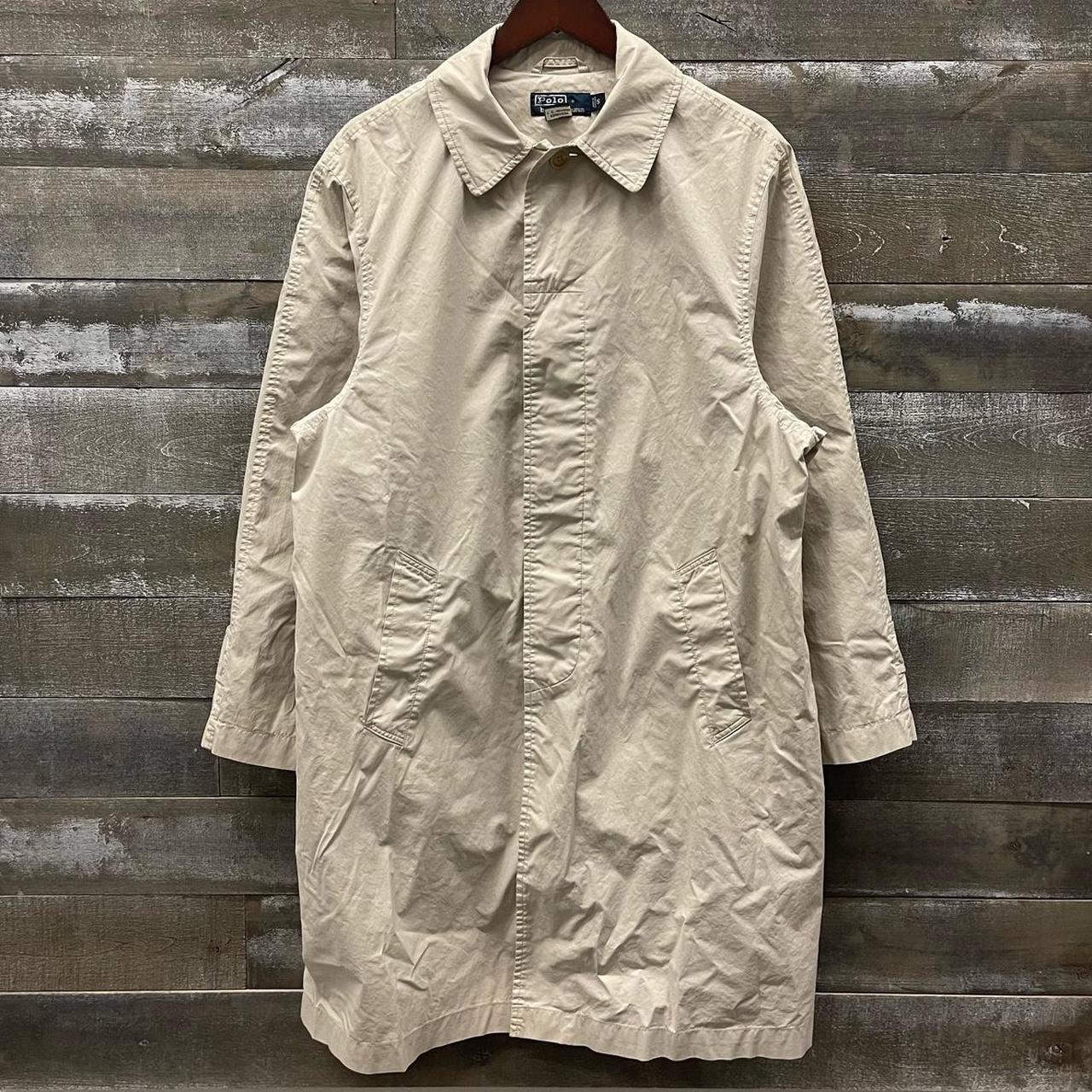 vintage 1990s polo ralph lauren cream trench coat... - Depop