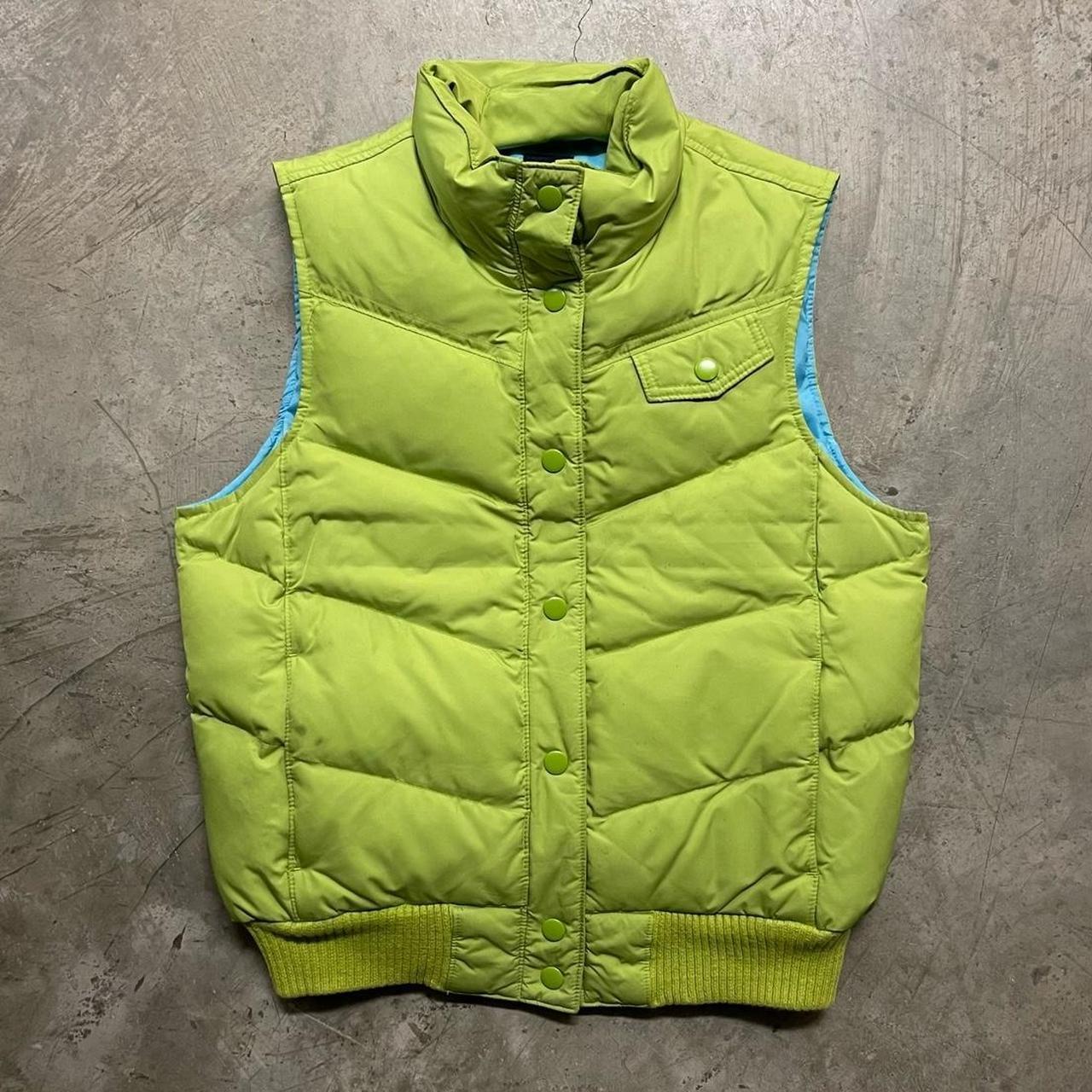 gap modern neon green puffer vest womens Depop