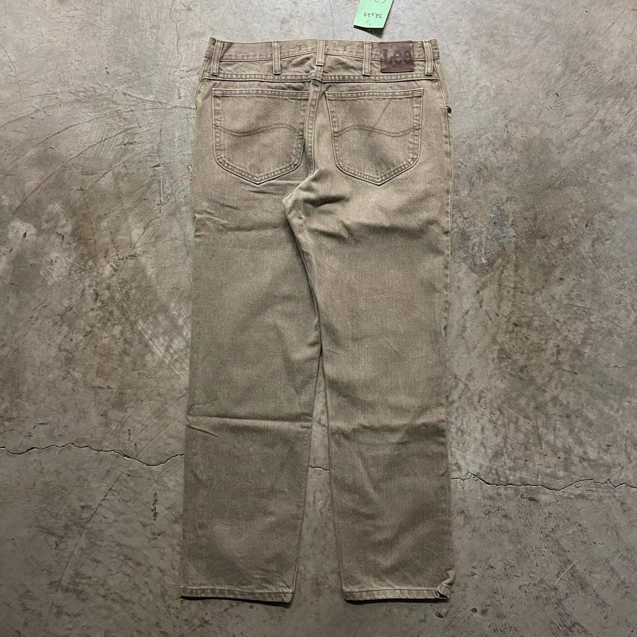 Vintage regular fit brown lee denim jeans mens... - Depop