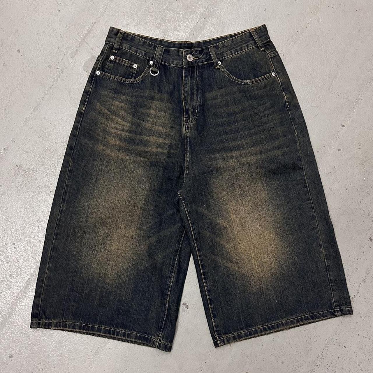 vintage baggy y2k urban wide leg distressed navy...