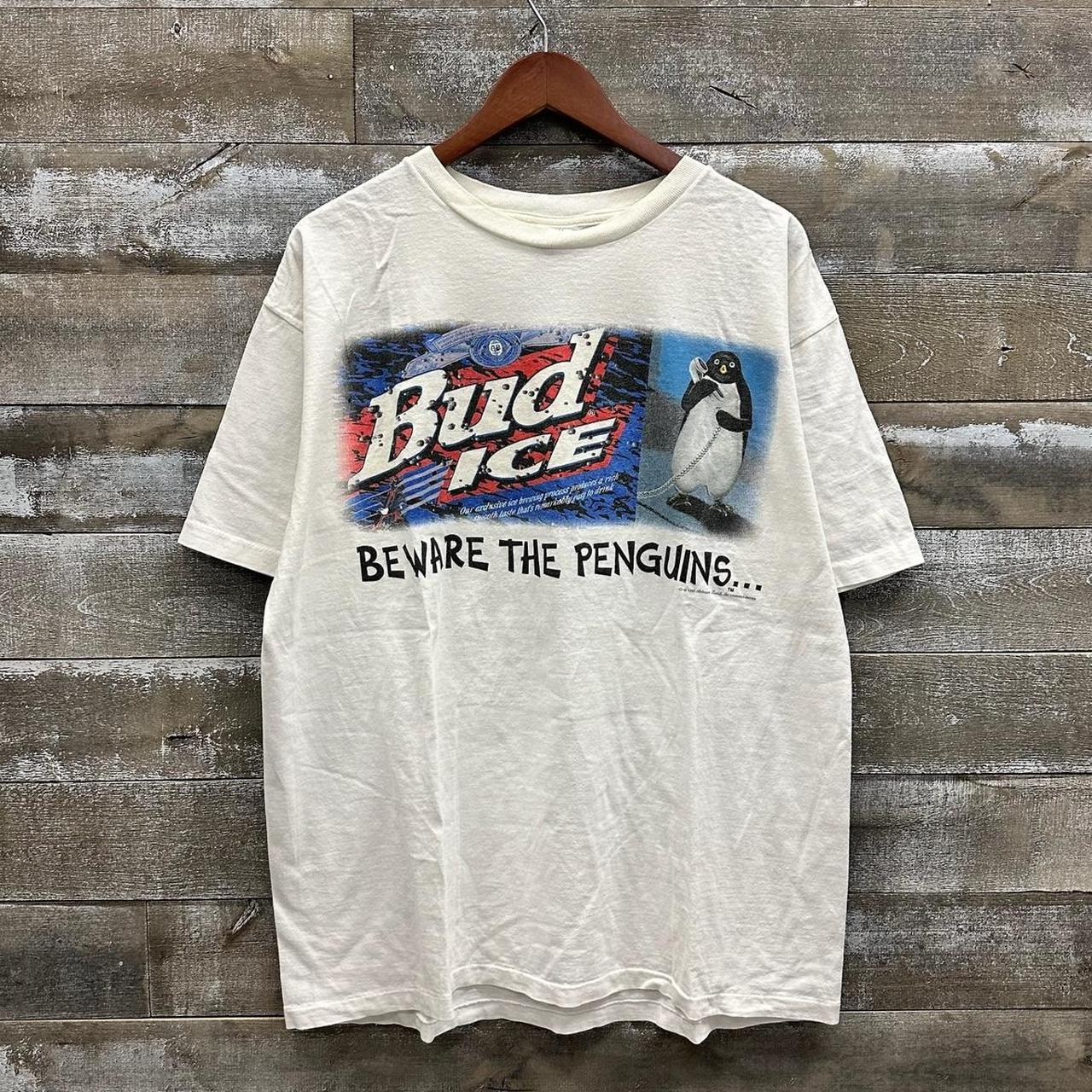 Vintage Bud light Ice Beware of the Penguins graphic... - Depop