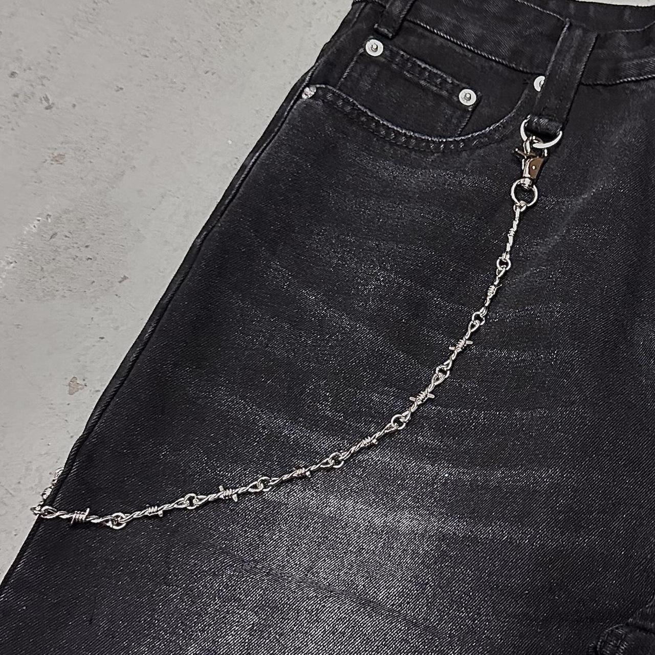 metal barb wire grunge wallet chain chrome accessory | Depop