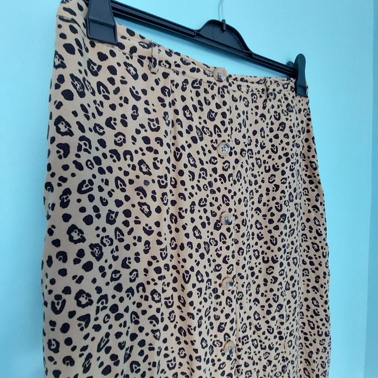 Warehouse leopard print midi skirt Button detail in. Depop