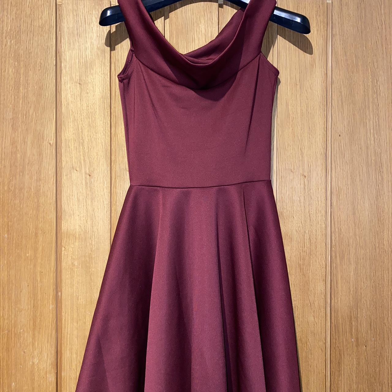boohoo burgundy wrap dress