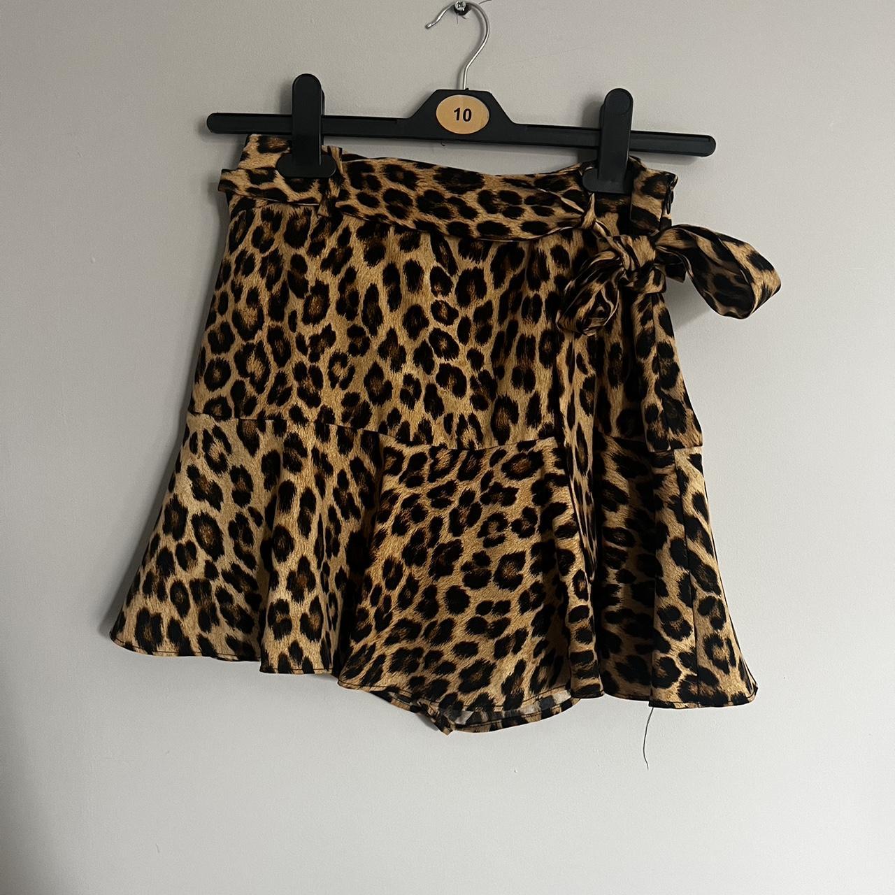 Leopard print wrap skirt with tie detail