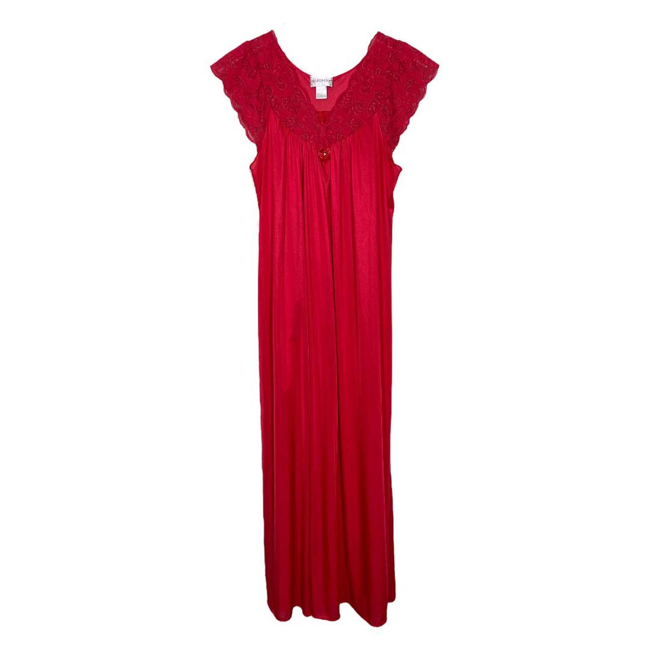 Vintage Shadowline Red Nylon Nightgown. Long maxi... - Depop