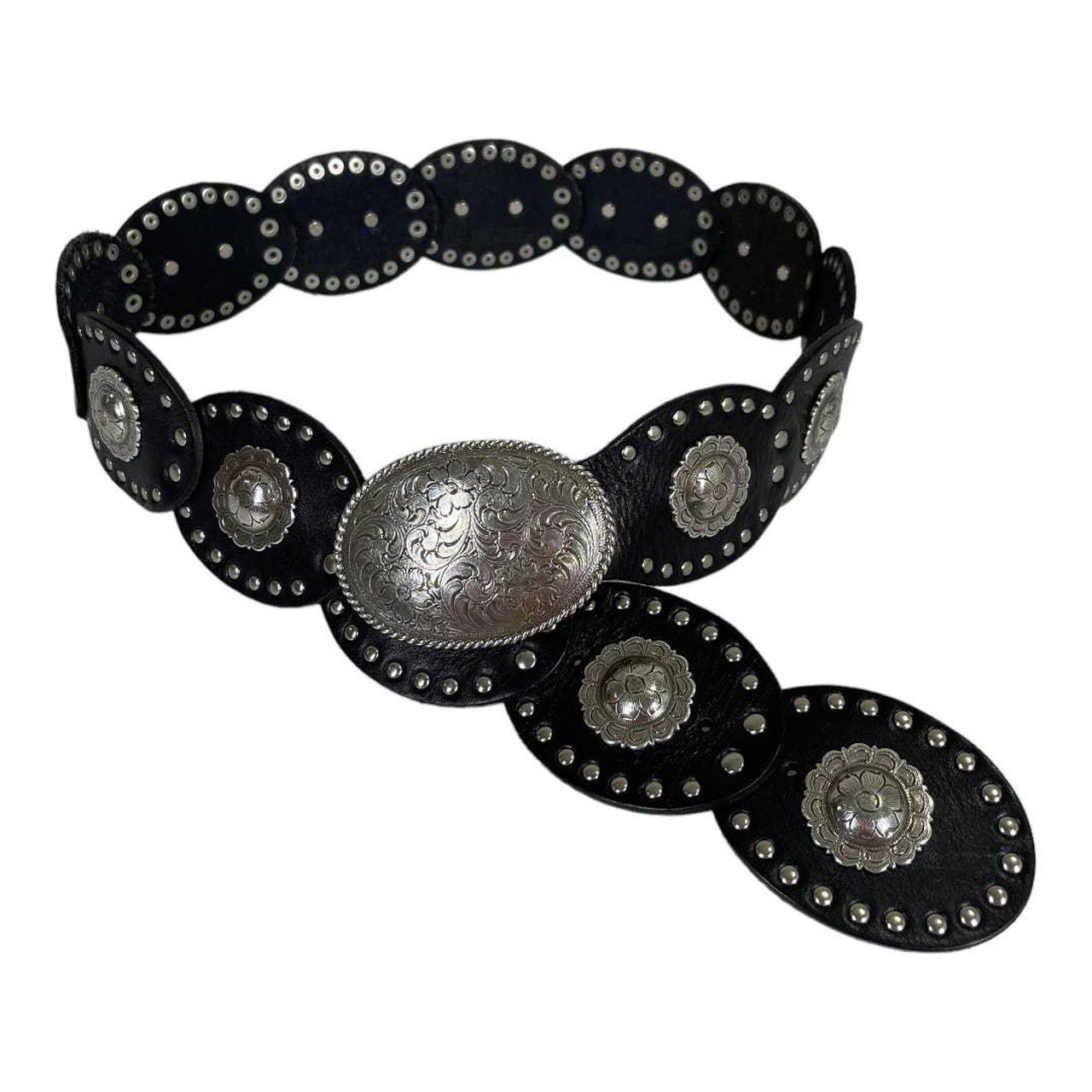 Fossil Women's Black and Silver Belt Depop