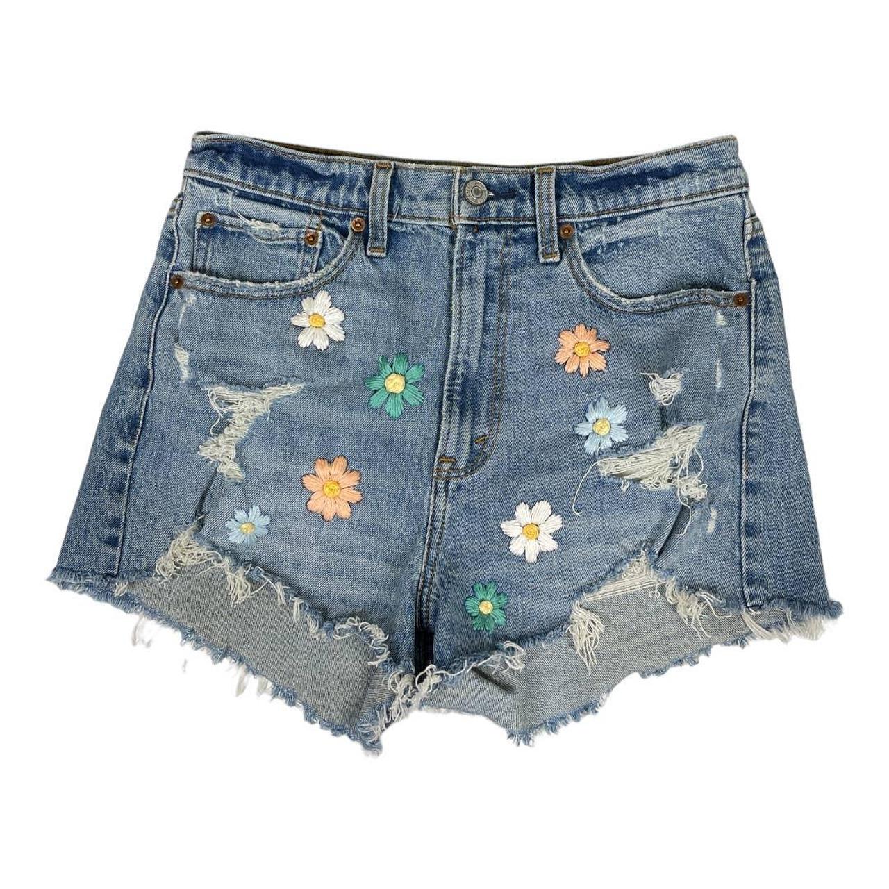 Embroidered high waisted sales shorts