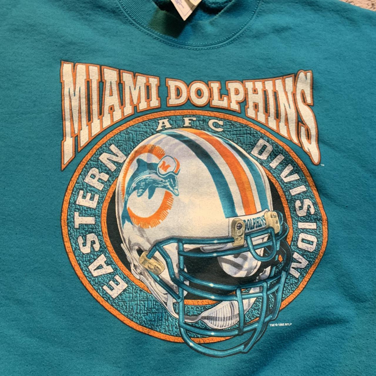 Vintage 90s 1995 Miami Dolphins Crewneck Sweatshirt - Depop