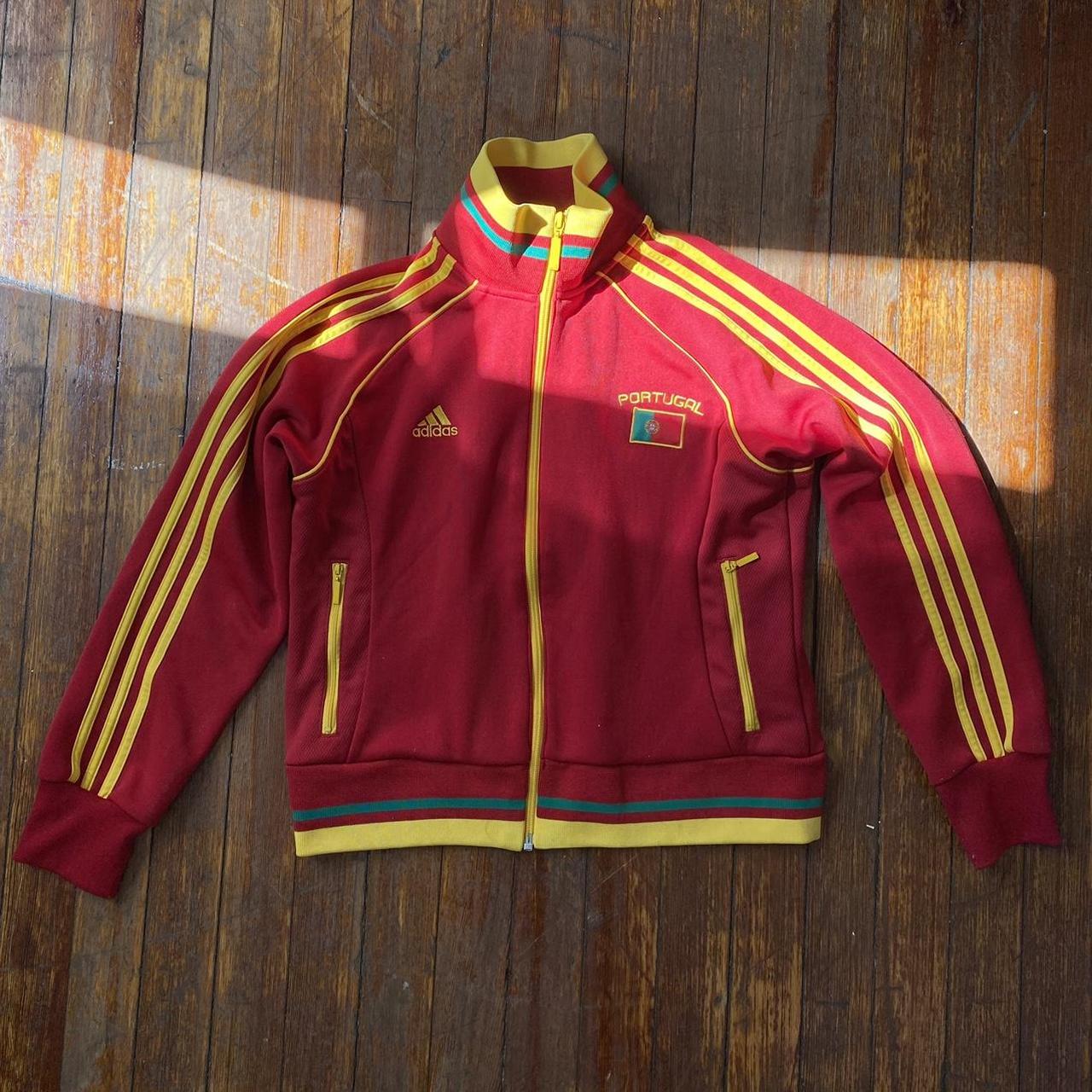 Adidas Women's Red and Yellow Jacket | Depop