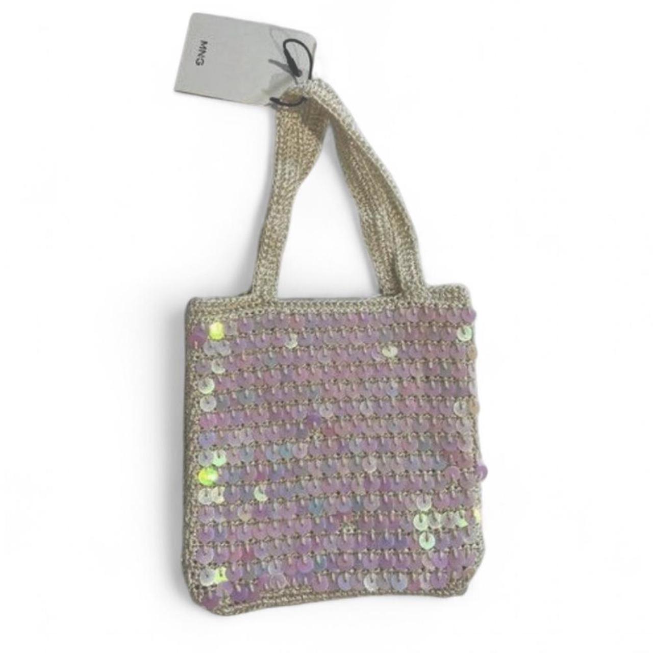 Mango Women's Tote bags - Multi – NEW Mango Sequin Crochet Tote Mini Bag …