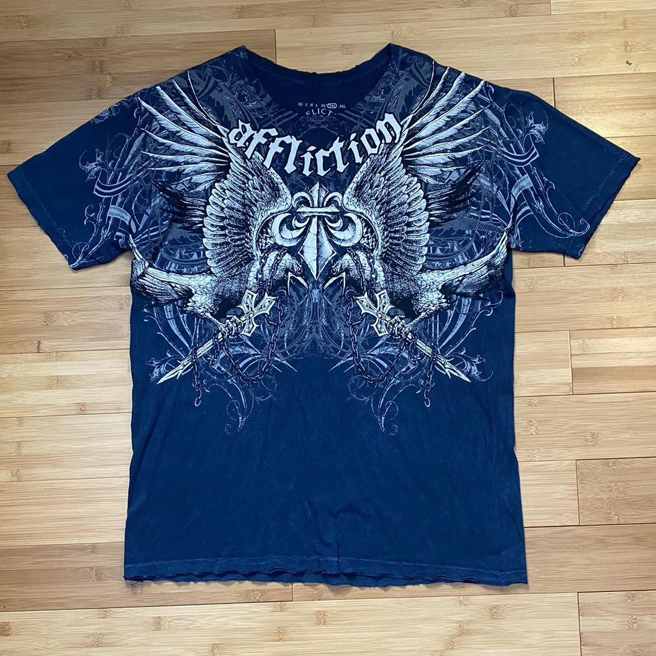 AFFLICTION TSHIRT WITH BIRDS AND CROSSES🦅🦅 ️ Super... - Depop