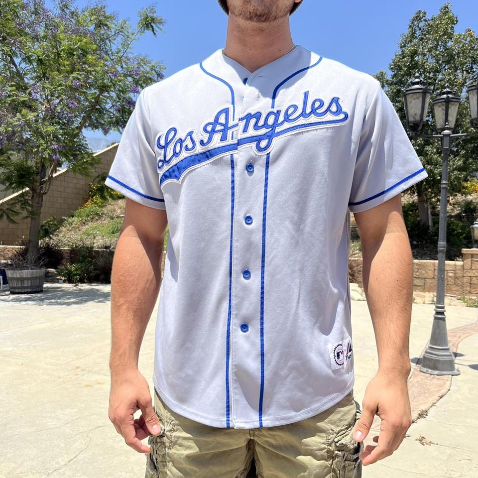 Vintage Plain LA Dodgers Majestic Jersey Size M - Depop