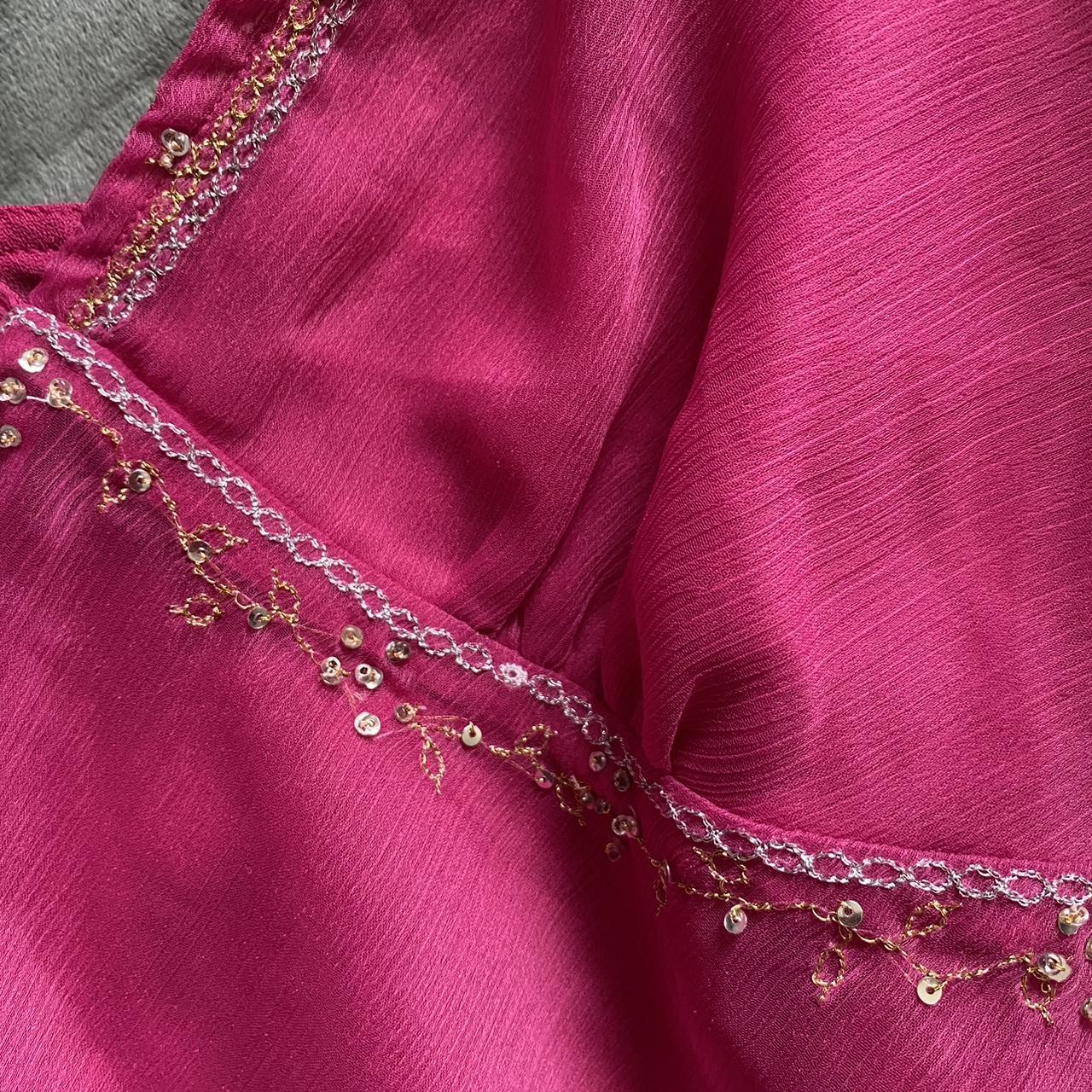 hot pink y2k top super cute & beaded !! giving... - Depop