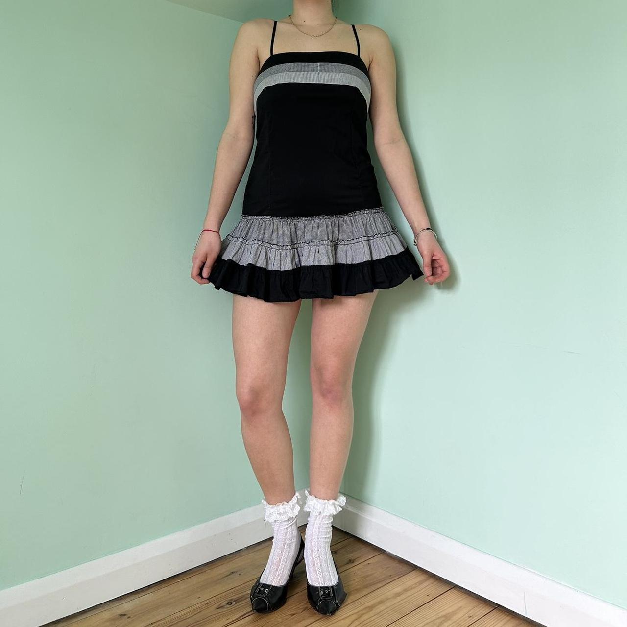 Strappy black ruffle mini dress Shown on a size 10,... - Depop