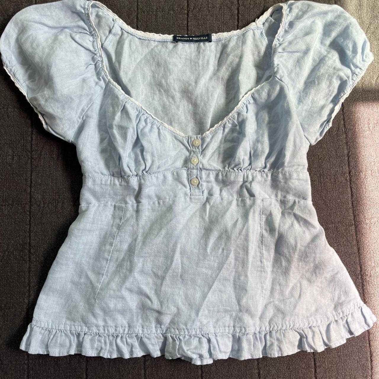 Brandy Melville light blue babydoll top - Depop