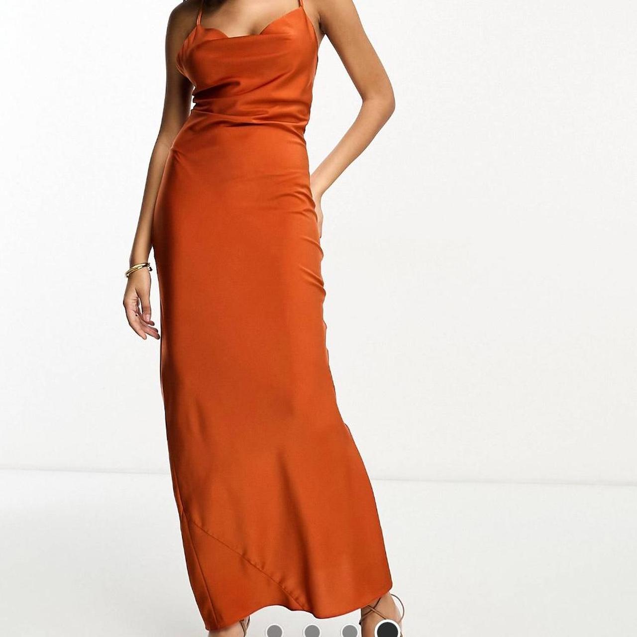Rust Asos Silk Slip Dress ASOS DESIGN Satin Cami Maxi Slip Dress