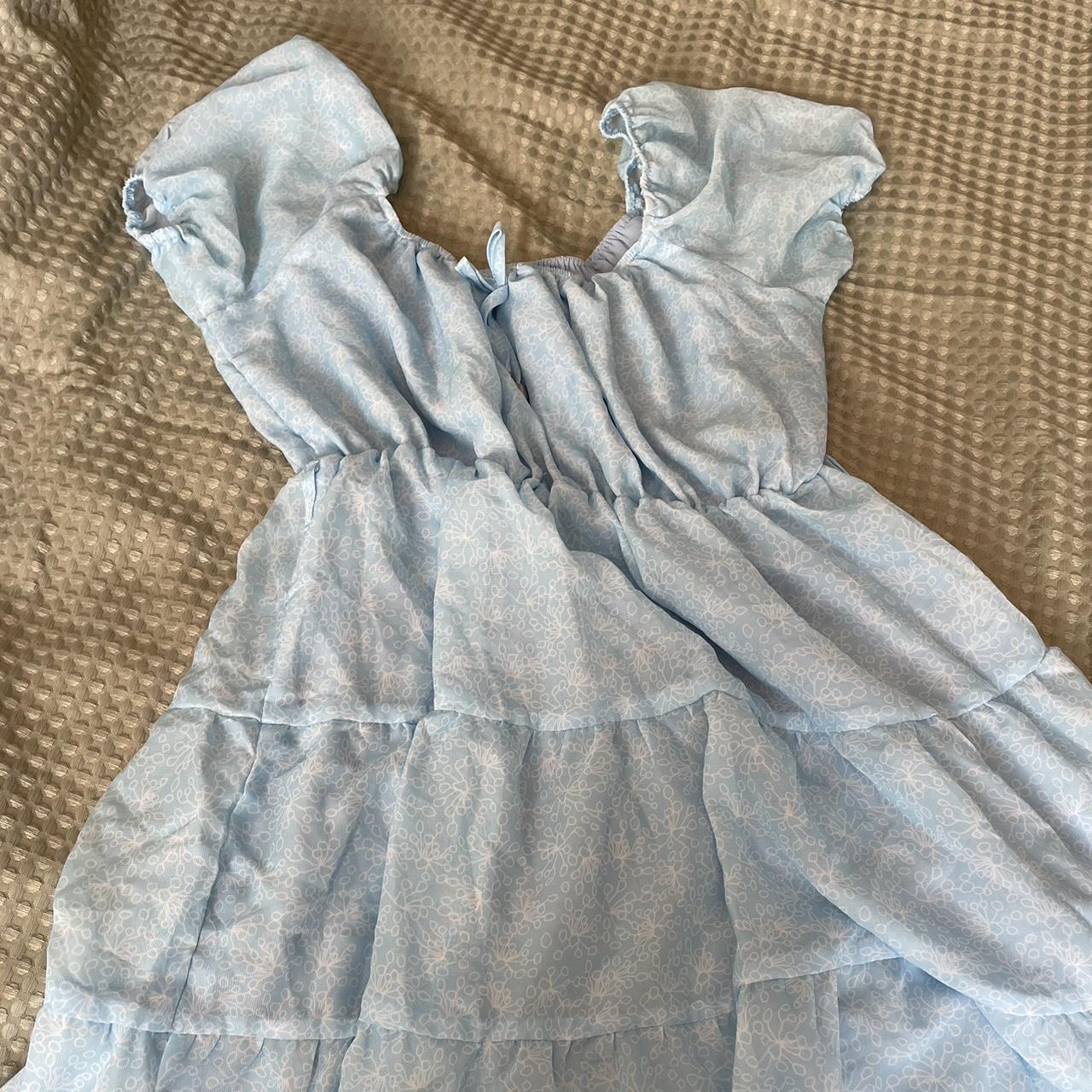 Puff sleeve blue mini dress Cinderella dress Mini... - Depop