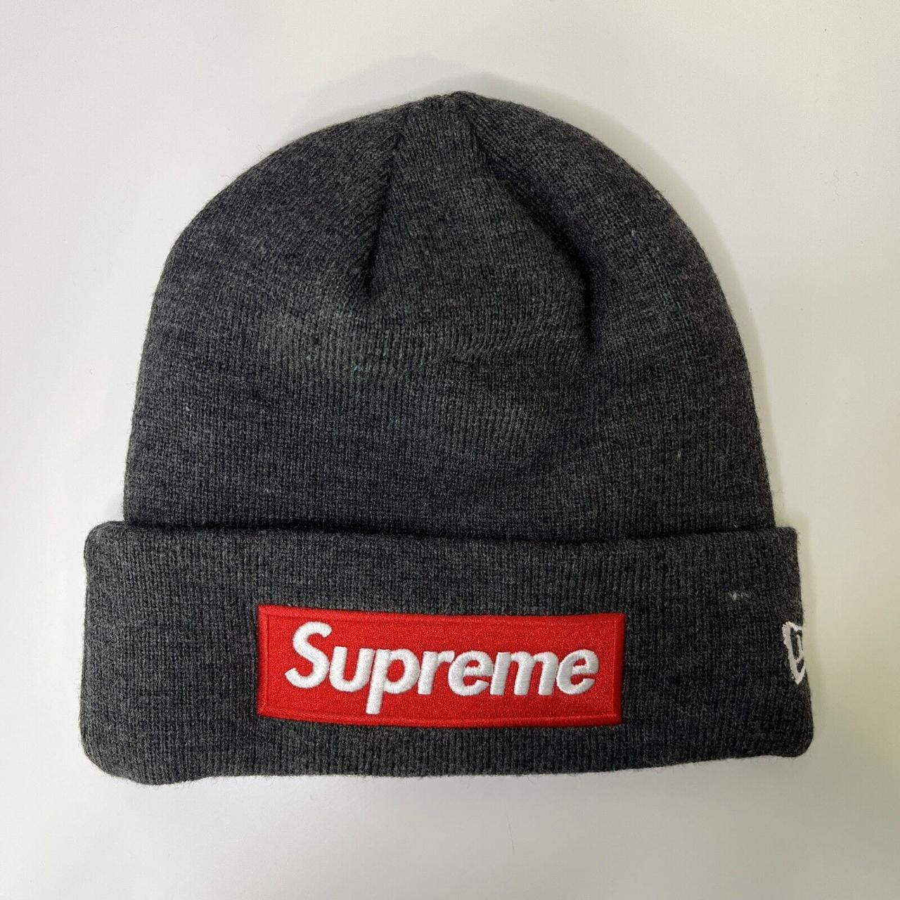 Supreme New Era Box Logo Beanie (FW21) Charcoal New - Depop