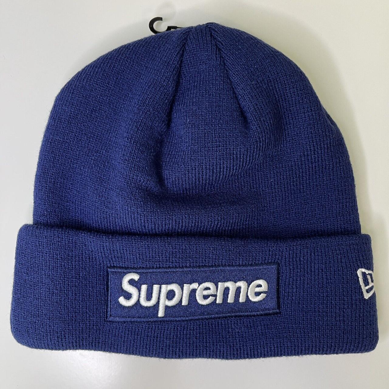 Supreme New Era Box Logo Beanie FW21 Washed Navy