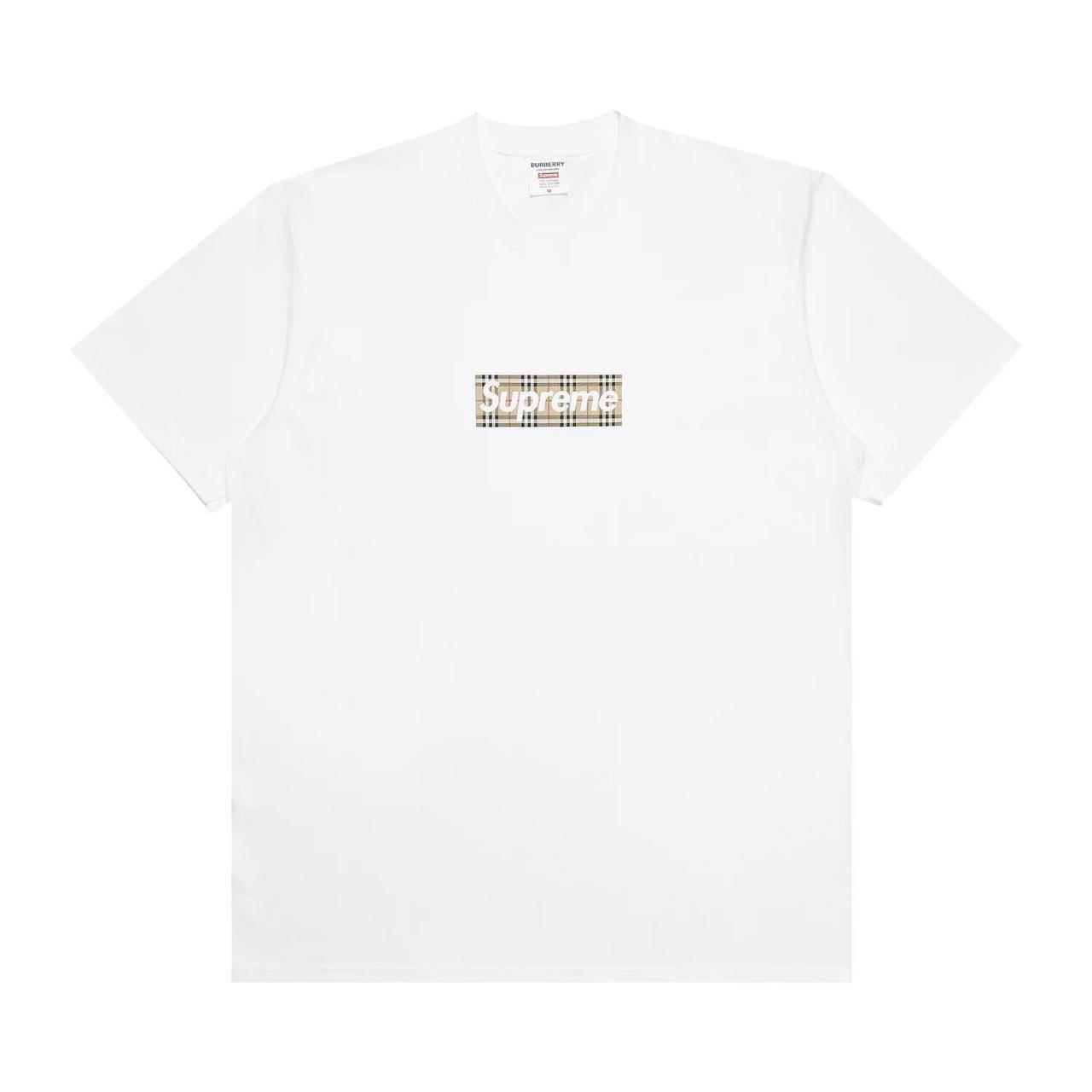 Supreme Burberry White Box Logo Tee Shirt Depop